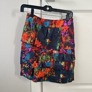 NWT Anthropologie Leifsdotir Floral Multicolor Skirt with Ruffle Detail Size 0